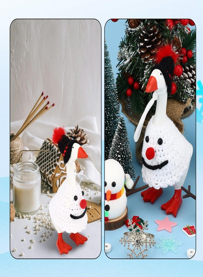 Sinbana Snowman Desk Goose Outfit Set, Wool Hat and Clothing Goose Costume Winter Christmas Decoration for Xmas Home Office Fun Desk Decor - Image 5